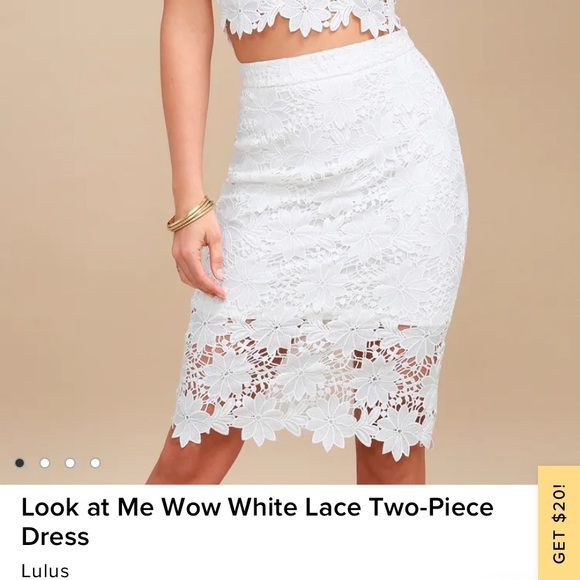 NWT Lulu’s White Floral Lace Pencil Skirt - Picture 4 of 4